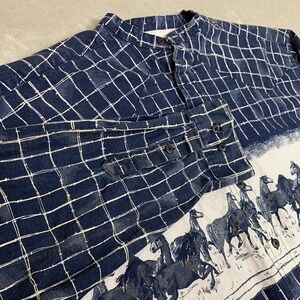 Vintage Western Plains Trading Co Shirt Mens XL Button Up Western Wild Horses